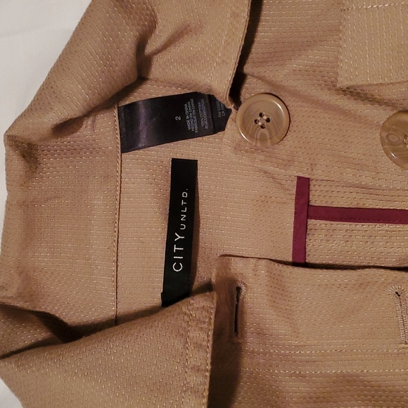 City Unlimited, Size 2 Khaki Jacket/Blazer - Picture 2 of 2